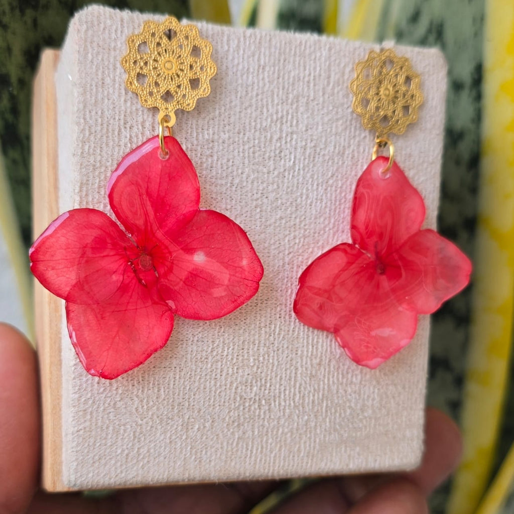 Aretes Hortensia Real Preservada