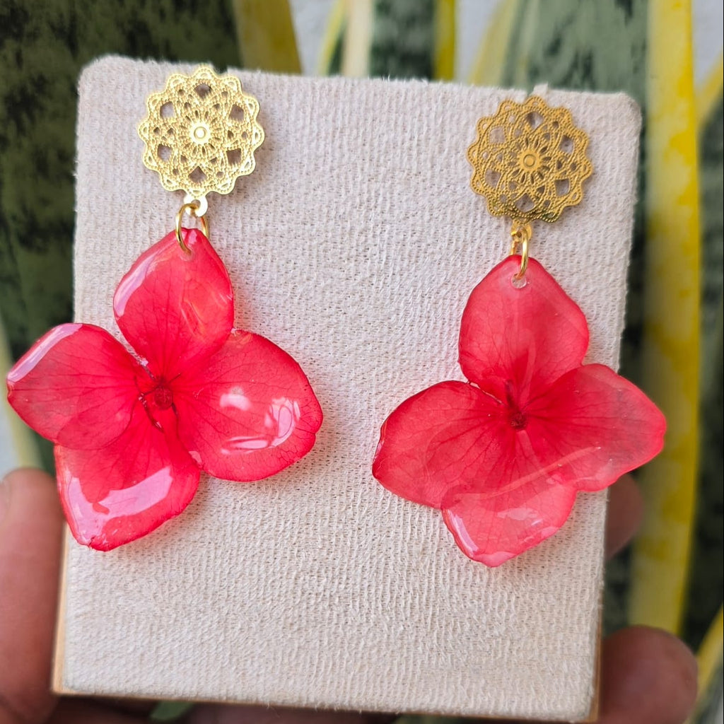 Aretes Hortensia Real Preservada