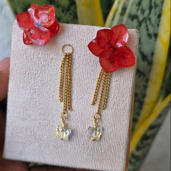 Topos de hortensias rojas con accesorio removibe