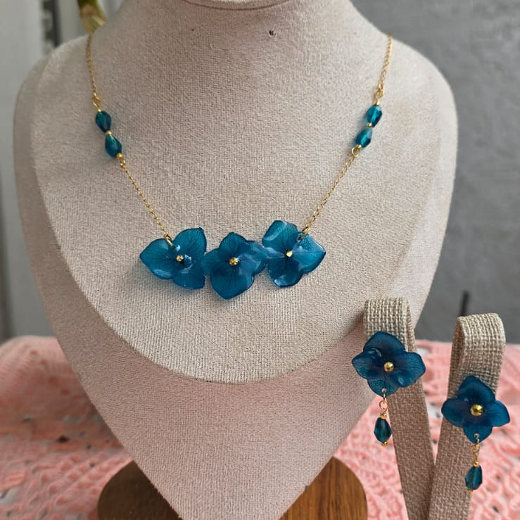 Conjunto Hortensias con piedras de murano