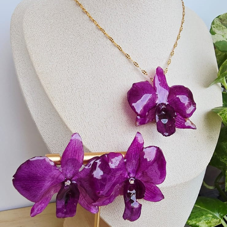 Conjunto Dendrobium morado vibrante