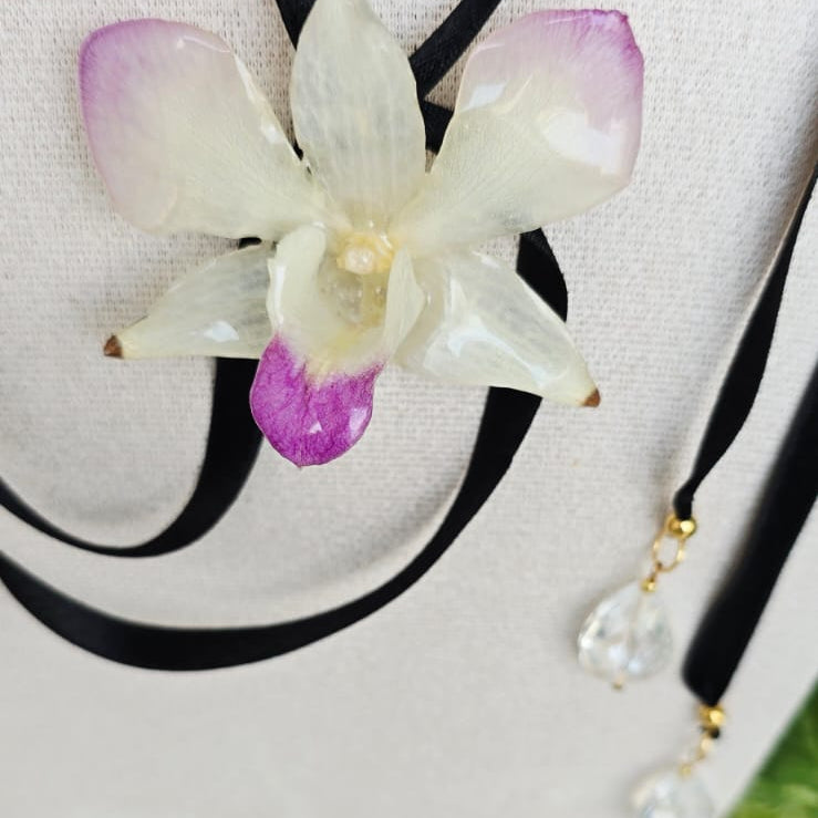 Collar orquídea Dendrobium ajustable
