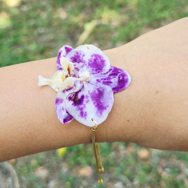 Pulsera ajustable orquídea Phalaenopsis
