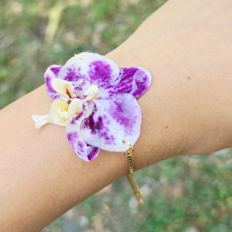 Pulsera ajustable orquídea Phalaenopsis