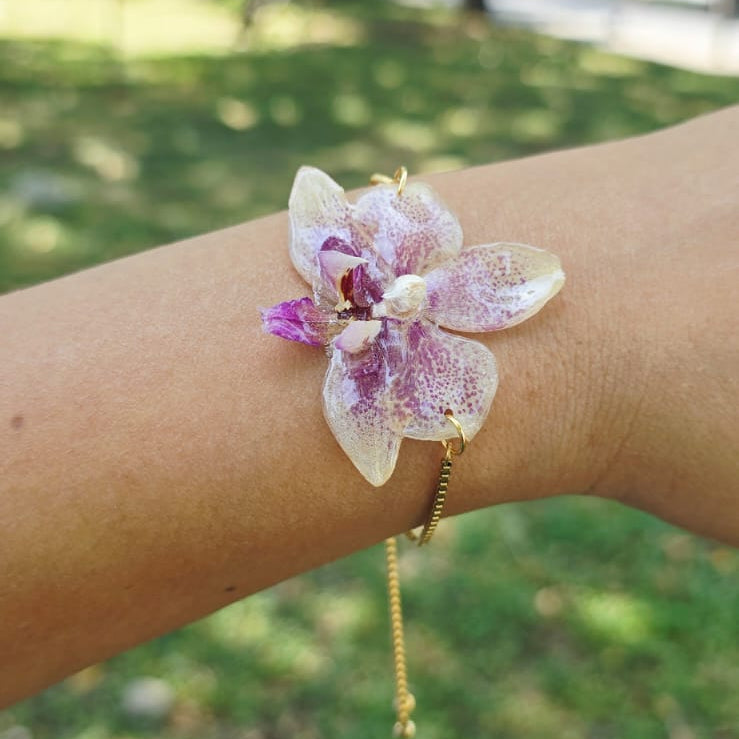 Pulsera ajustable orquídea Phalaenopsis