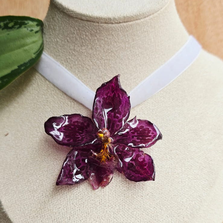 Collar tipo chocker orquídea Odontoglossum