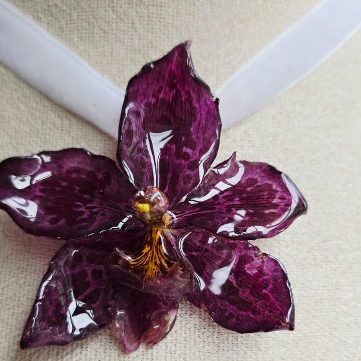 Collar tipo chocker orquídea Odontoglossum