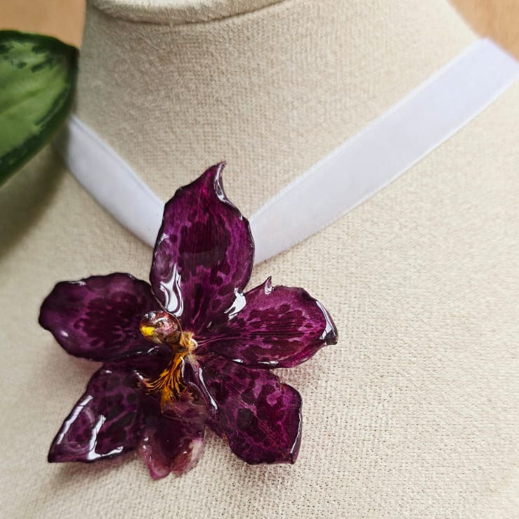 Collar tipo chocker orquídea Odontoglossum